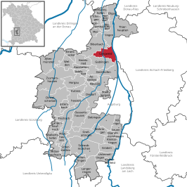 Kaart van Langweid am Lech