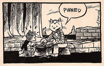 Laugh-Out-Loud Cats #736, with Pip (left) and Kitteh playing chess. "Pwned", says Kitteh. Laugh-Out-Loud Cats 736.jpg