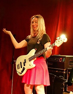 Lindsey Mills of Surfer Blood on stage at The Saint in Asbury Park, NJ in August, 2017 Lindsey Mills of Surfer Blood Saint Asbury Park NJ 2017 LHCollins.jpg