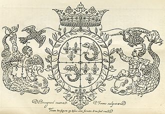 A lineographic representation of the arms of the Dauphin of France Lineographic Dauphin Coat of Arms.jpg