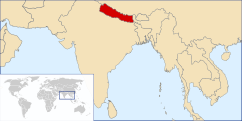 Un mapa mostrant la localització de Nepal