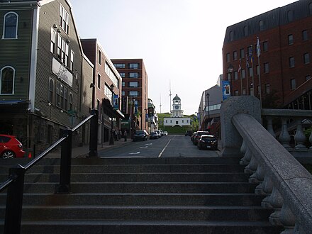 Carmichael Street, named in Carmichael's honour Looking up Carmichael Street to the Clock, 2014.JPG