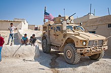 An M-ATV used by U.S. troops near Manbij, Syria, July 2018