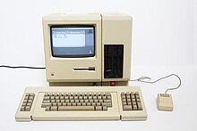 A MacCharlie (right) running on a Macintosh 512K (left) MacCharlie Mac boot disk.jpg