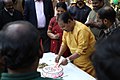 Malayalam Wikipedia fifteenth birthday anniversary cake cutting by Innocent MP at New Delhi.jpg