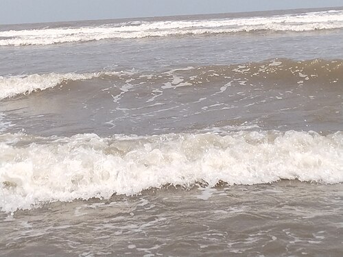 Waves at Manginapudi Beach located in Bandar