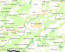 Mapa obce Baume-les-Dames