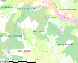 Mapa obce Albiez-le-Jeune