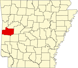 Carte de l'Arkansas mettant en évidence le comté de Scott