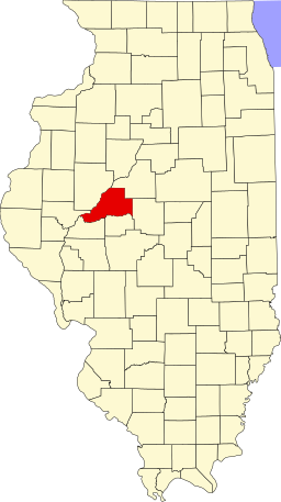 Map of Illinois highlighting Mason County