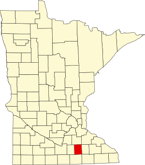 Mappa del Minnesota che evidenzia la contea di Steele