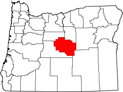 Karte von Crook County innerhalb von Oregon