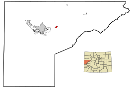 Mesa County Colorado Incorporated and Unincorporated areas Palisade Highlighted.svg