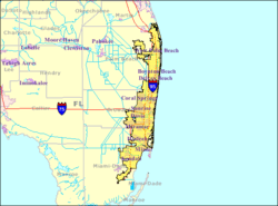 Mappa dell'area metropolitana di Miami