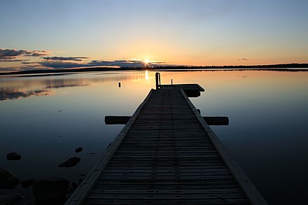 Lake Kiantajärvi in Suomussalmi during the midnight sun.