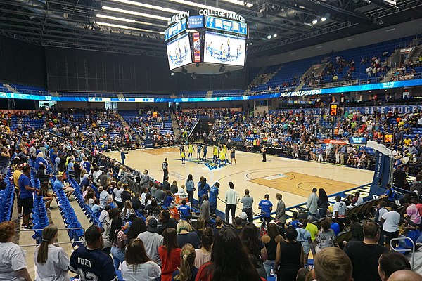 The interior of College Park Center before a Dallas Wings game