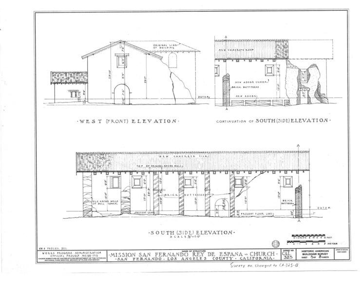 File:Mission San Fernando Rey de Espana, Church, Mission Road, San Fernando, Los Angeles County, CA HABS CAL,19-SANF,2B- (sheet 5 of 8).tif