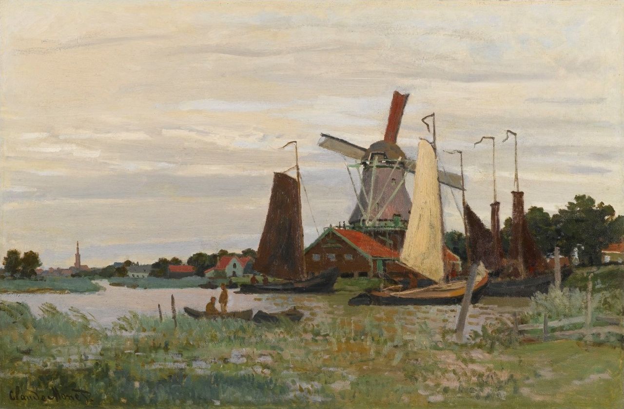 A windmill near Zaandam painted in 1871 by Claude Monet