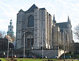 The Sainte Waudru collegiate church and the belfry at Mons.