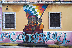 Mural di jalan-jalan Mérida, dekat Gereja San Juan Bautista de Milla