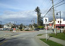 A low-density Canadian suburb in Langley, British Columbia Murrayville 01 roundabout.jpg