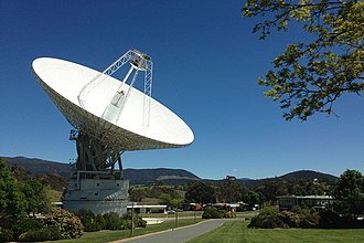 70-meter-wide radio antenna at the Deep Space Network's Canberra facility in Australia. NASA's Deep Space Antenna Upgrade to Affect Voyager.jpg