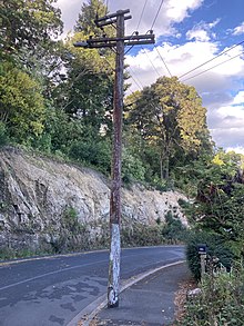 Aged wooden power pole in Dunedin Newington Avenue power pole 1.jpg