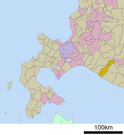 Lokasi Niikappu di Hokkaido (Subprefektur Hidaka)