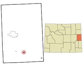 Niobrara County Wyoming incorporated and unincorporated areas Lusk highlighted.svg