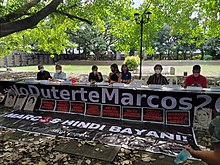 Press conference "No to Duterte Marcos 2022" with Chel Diokno and Sarah Elago present. No to Duterte Marcos Press Conference.jpg