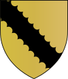 The Achard coat of arms Or a bend engrailed sable.svg