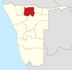 Местоположение региона Ошикото в Намибии 