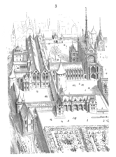 Conciergier (en haut à gauche) au XVIe siècle, dessiné par Eugène Viollet-le-Duc.