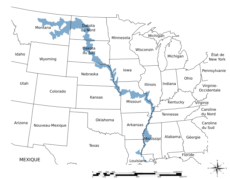 File:Pallid Sturgeon range map-fr.svg