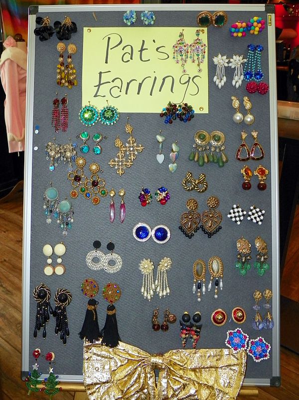 A selection of earrings worn by the EastEnders character Pat Butcher, played by Pam St Clement, on display at the EastEnders Meet and Greet event.
