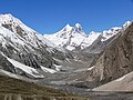 View of the source of Stod River, which is also called the Suru River. The Glacier that feeds the Suru/Stod has shrunk and dried up. The Pensi La act as a watershed between two river systems- the Zanskar and the Suru Rivers.