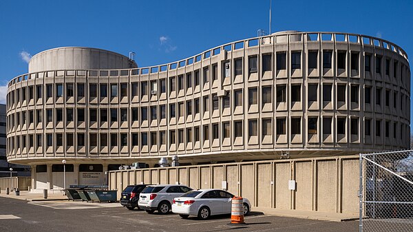 The former headquarters of the Philadelphia Police Department, known as "The Roundhouse", designed by Robert Geddes