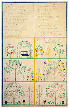 Polly Collins, 1st My Children Dear, Whom I Do Love, watercolor, 1854, Hancock Shaker Village, Berkshire County, Massachusetts