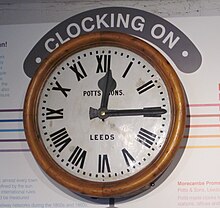 Potts clock, at Leeds Industrial Museum Potts clock LIM July 2019.jpg