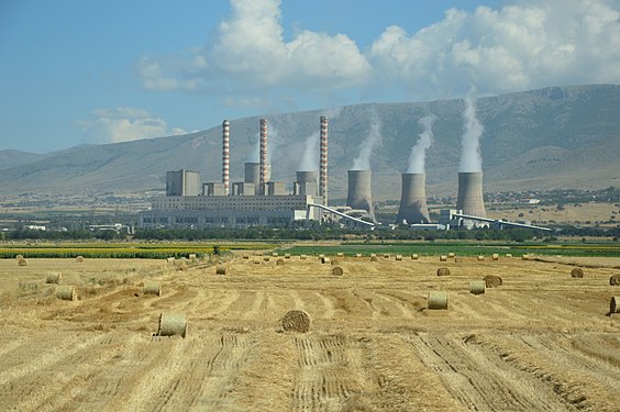 Power plant of Ptolemaida, Greece (in summer).