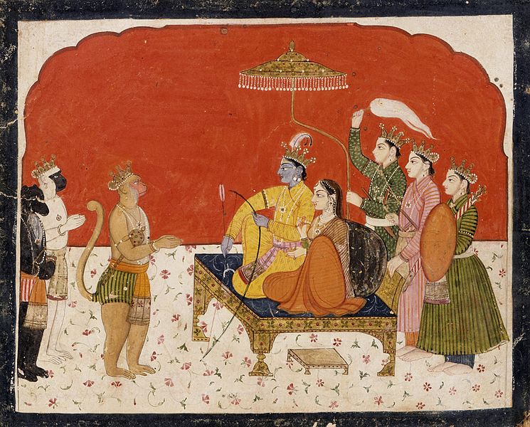 Datei:Rama's Court, Folio from a Ramayana (Adventures of Rama) LACMA AC1999.127.36.jpg