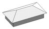 Common hip roof on a rectangular plan with pitches rising to a ridge. Rectangular-hip-roof.gif