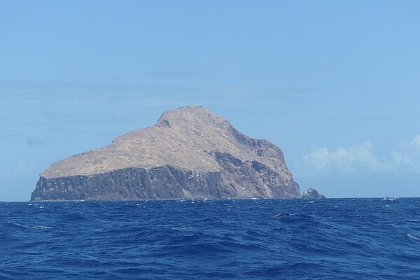 The island of Redonda, viewed from the south in 2023