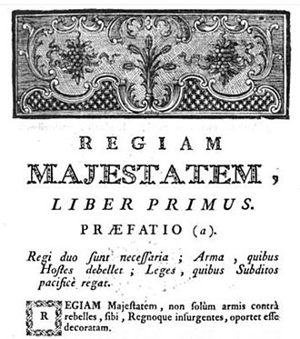 The Regiam Majestatem is the oldest surviving written digest of Scots law. Regiam.Majestatem.preface.page.jpg