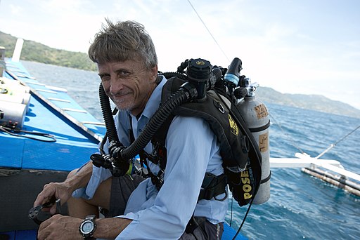 Richard L. Pyle On Boat in Philippines, with Poseidon SE7EN Rebreather