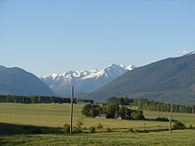 A farm near McBride, BC, with views into the Cariboo Mountains Robson Valley Farm.JPG