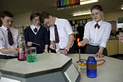 Pupils at a science laboratory at Ruthin School