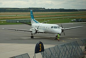 En av bolagets Saab 340, på Visby Airport