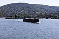 Péniche Saiga / 1820746 X sur la Saône.}}