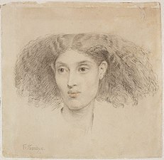 Frederick Sandys, Study of the head of a young mulatto woman full face (c. 1859), Art Gallery of New South Wales